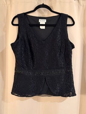 Metaphor Black Lace V-Neck Camisole with Beaded Waist